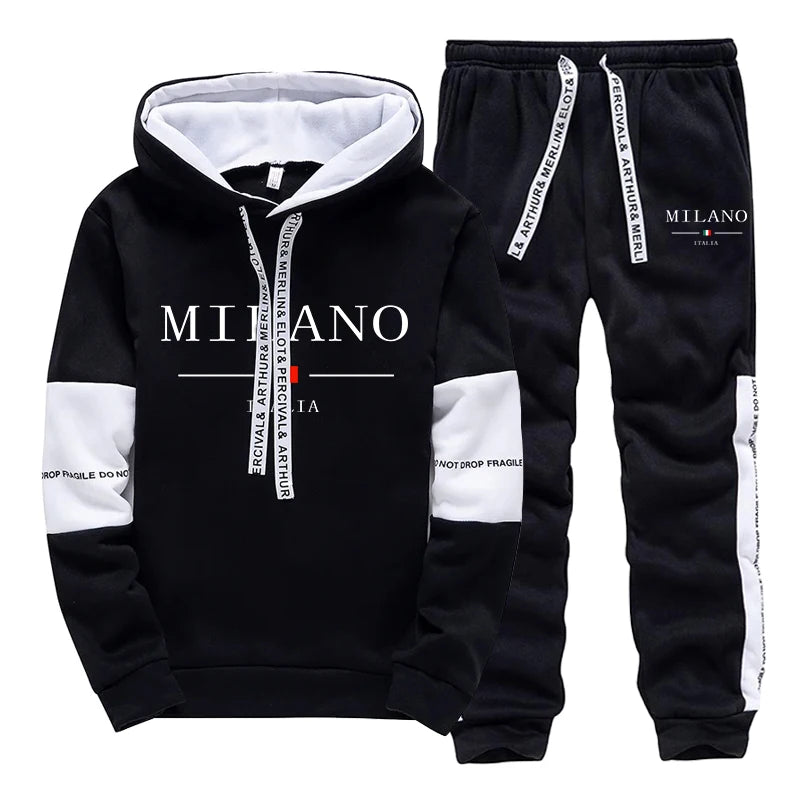 Hot Sales Mens Tracksuit Casual Print Sweatshirts Single Piece Hoodie Pants Sports Jogging Mens Clothing AutumnWinter Sportswear