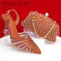 2025 Elegant Fruit Green Women's Green Heels and Rhinestone Handbag Set - Italian Design for Weddings and Parties
