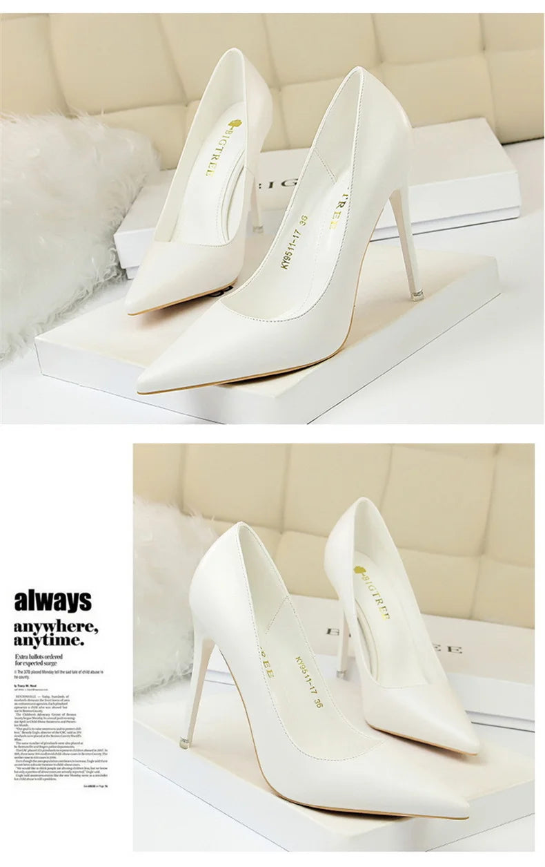 Women Korean Version Fashion Shallow Mouth Office Shoes Stiletto Party Single Shoes Female Comfort Women Heels Simple 9511-17