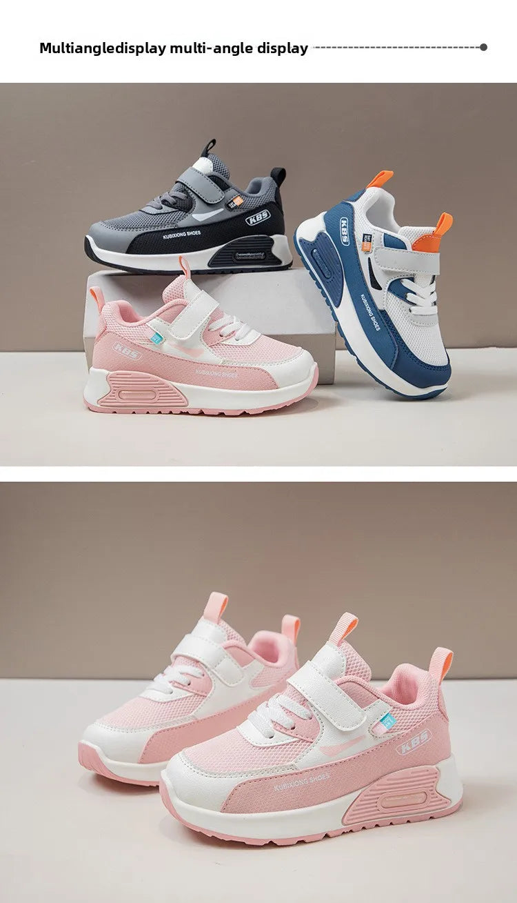 PU Leather Sport Shoes For Children 2026 Trend Fashion Kid's Sneakers Soft-soled Outdoor Boy's Girl's Running Shoes