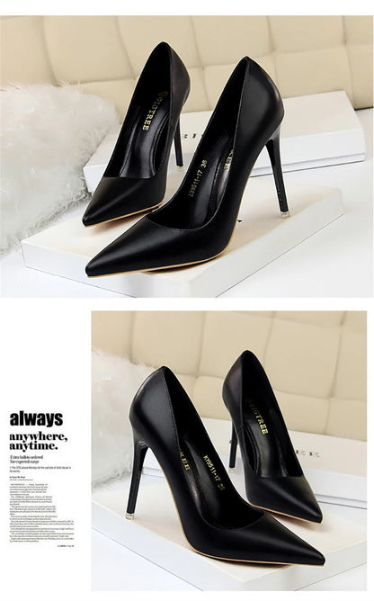 Women Korean Version Fashion Shallow Mouth Office Shoes Stiletto Party Single Shoes Female Comfort Women Heels Simple 9511-17