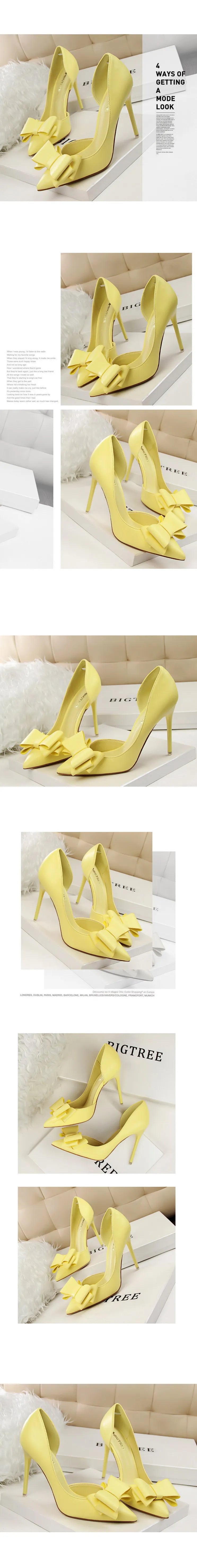 2025 High Heels 10.5cm Women's Shoes Side Hollowed Out Slim Heels Shallow Mouth Lady Pumps Butterfly-Knot Stiletto Banquet Shoes