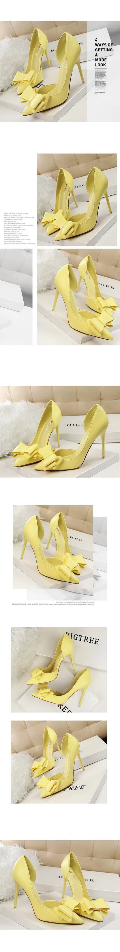 2025 High Heels 10.5cm Women's Shoes Side Hollowed Out Slim Heels Shallow Mouth Lady Pumps Butterfly-Knot Stiletto Banquet Shoes
