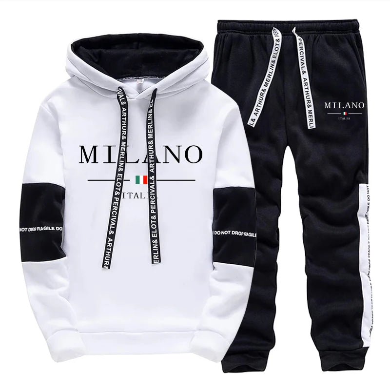 Hot Sales Mens Tracksuit Casual Print Sweatshirts Single Piece Hoodie Pants Sports Jogging Mens Clothing AutumnWinter Sportswear