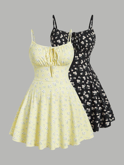New fashion floral elegant sleeveless thin strap camisole dress - Prolificstore