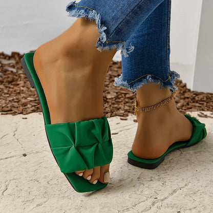 Women's Sandals Fashion Square Head Summer Shoes For Women Flat Sandals Korean Style Slippers Summer Sandalias De Mujer Footwear - Prolificstore