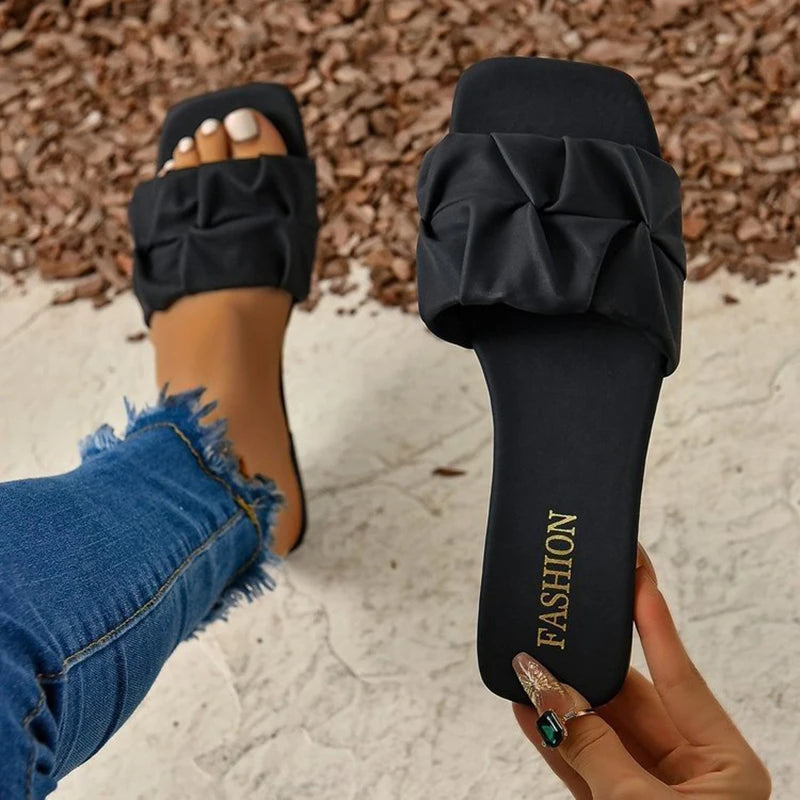 Women's Sandals Fashion Square Head Summer Shoes For Women Flat Sandals Korean Style Slippers Summer Sandalias De Mujer Footwear - Prolificstore
