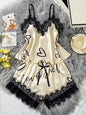Women‘s Milk Silk Pajamas Set Summer Sleeveless Yellow Heart Print Lace Trim Soft Summer Sleepwear Lounge Sets Nightwear - Prolificstore