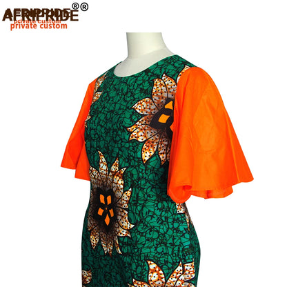 African Bodycon Dresses for Women AFRIPRIDE Bazin Richi Short Butterfly Sleeves Dashiki Wax Women Ankara Print Dress A1925007
