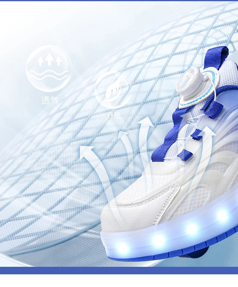 Two Wheels Children's Led Light Roller Skate Shoes For Kids Boys Girls Glowing Sports Luminous Sneakers Skateboard USB Charging - Prolificstore