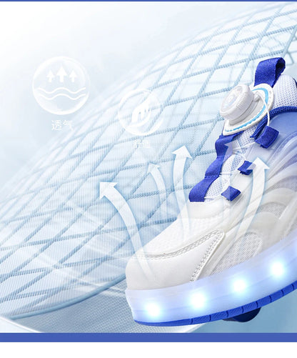 Two Wheels Children's Led Light Roller Skate Shoes For Kids Boys Girls Glowing Sports Luminous Sneakers Skateboard USB Charging - Prolificstore