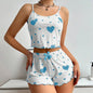 Women's Pajamas Set Sleepwear 2 PCS Short Tank Tops And Shorts S M L White Ventilate Soft Casual Love Printing - Prolificstore
