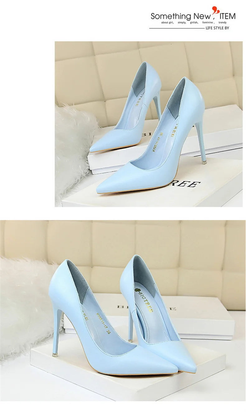Women Korean Version Fashion Shallow Mouth Office Shoes Stiletto Party Single Shoes Female Comfort Women Heels Simple 9511-17