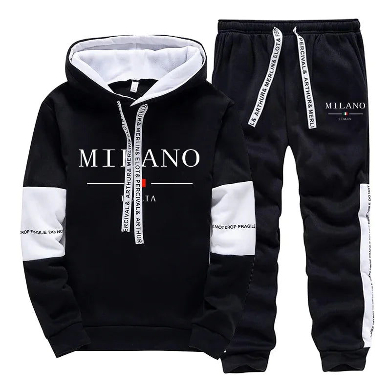 Hot Sales Mens Tracksuit Casual Print Sweatshirts Single Piece Hoodie Pants Sports Jogging Mens Clothing AutumnWinter Sportswear