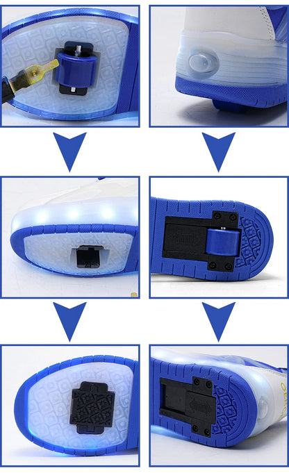 Two Wheels Children's Led Light Roller Skate Shoes For Kids Boys Girls Glowing Sports Luminous Sneakers Skateboard USB Charging - Prolificstore