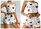 Women's Pajamas Set Sleepwear 2 PCS Short Tank Tops And Shorts S M L White Ventilate Soft Casual Love Printing - Prolificstore