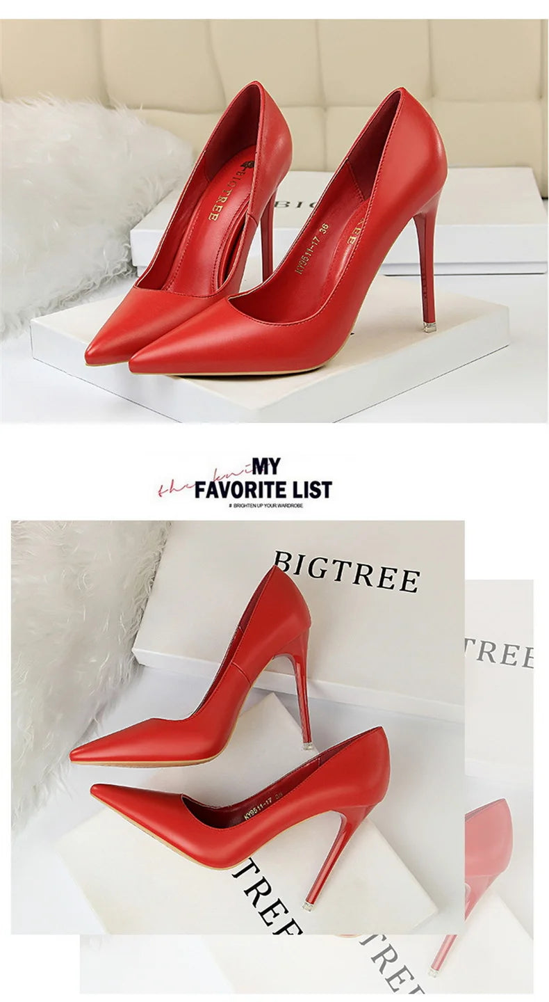 Women Korean Version Fashion Shallow Mouth Office Shoes Stiletto Party Single Shoes Female Comfort Women Heels Simple 9511-17