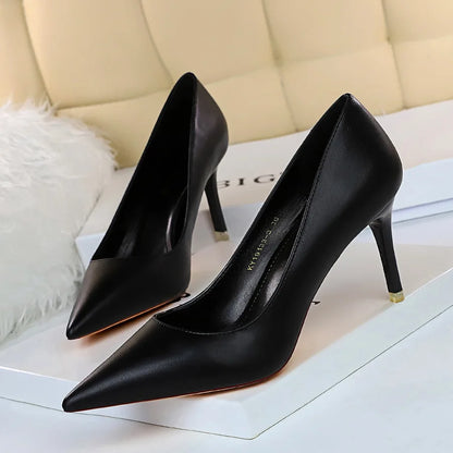 Women Korean Version Fashion Shallow Mouth Office Shoes Stiletto Party Single Shoes Female Comfort Women Heels Simple 9511-17