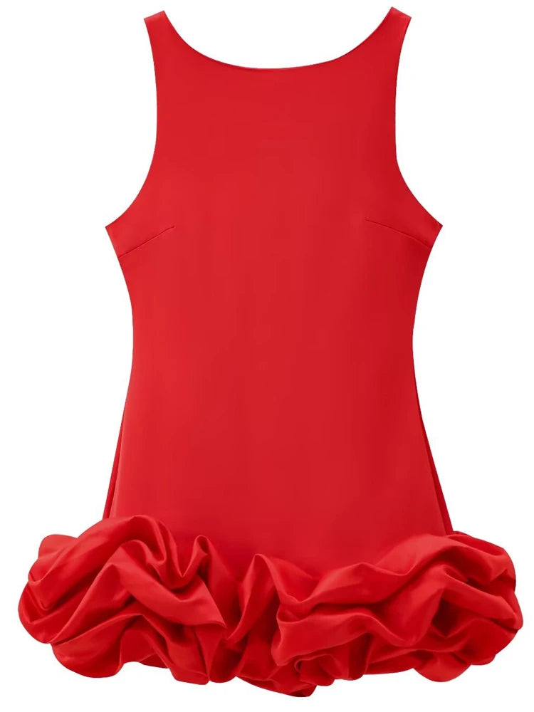 HXAO White Short Dress Women's Ruffle Backless Party Dresses Black Red Sleeveless Bodycon Mini Dress Woman Summer Sexy Vestidos - Prolificstore