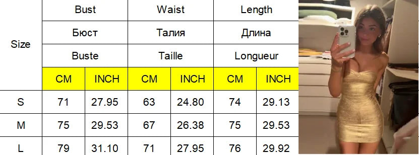 Women Trendy Sexy Gold Tight Short Dresses Luxury Off Shoulder Backless Strapless V-neck Mini Skirt New Outfit Party Date Dress