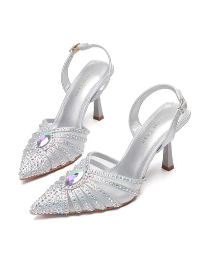 2025 Elegant Fruit Green Women's Green Heels and Rhinestone Handbag Set - Italian Design for Weddings and Parties