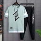 Hot selling new men's casual sports set fashionable and trendy printed versatile round neck T-shirt+sports pants two-piece set - Prolificstore