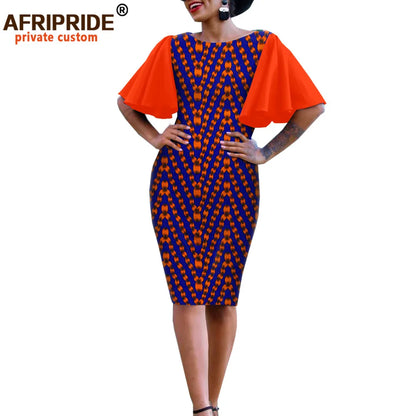 African Bodycon Dresses for Women AFRIPRIDE Bazin Richi Short Butterfly Sleeves Dashiki Wax Women Ankara Print Dress A1925007