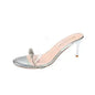 Women Sandals Sexy Crystal Gladiator Sandals Ankle Strap High Heels Hollow Out Party Shoes Closed Toe Stiletto Ladies Pumps