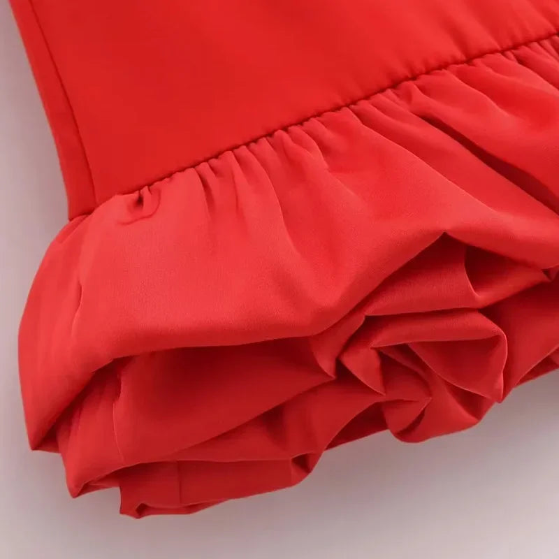 HXAO White Short Dress Women's Ruffle Backless Party Dresses Black Red Sleeveless Bodycon Mini Dress Woman Summer Sexy Vestidos - Prolificstore