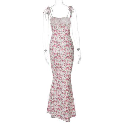 Hugcitar Women Elegant Floral Beach Vacation Bodycon Streetwear Long Dress 2026 Summer Clothes Wholesale Items For Business