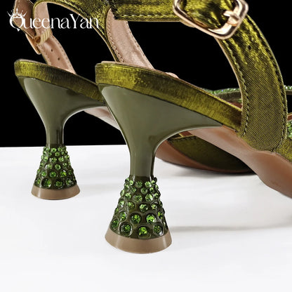 Festive Elegance:High Quality Pointed Toe Women's Sandals Fashion Design Sling backs Shoes For Wedding Party - Prolificstore