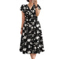 ZANZEA Summer OL Work Ruffle Sleeve Women Midi Dress  Casual Floral Print A-line Vestidos V Neck Waist Party Sundress Oversized - Prolificstore