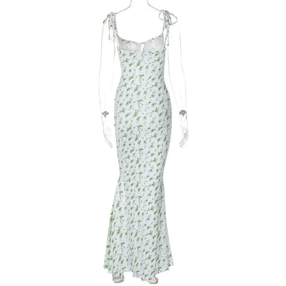 Hugcitar Women Elegant Floral Beach Vacation Bodycon Streetwear Long Dress 2026 Summer Clothes Wholesale Items For Business