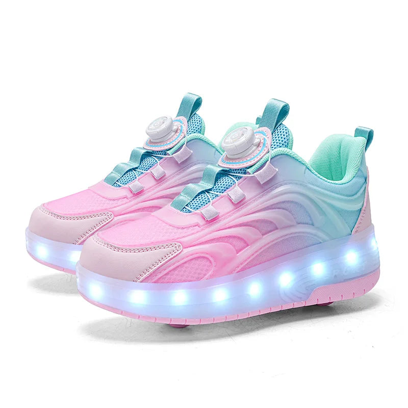 Two Wheels Children's Led Light Roller Skate Shoes For Kids Boys Girls Glowing Sports Luminous Sneakers Skateboard USB Charging - Prolificstore