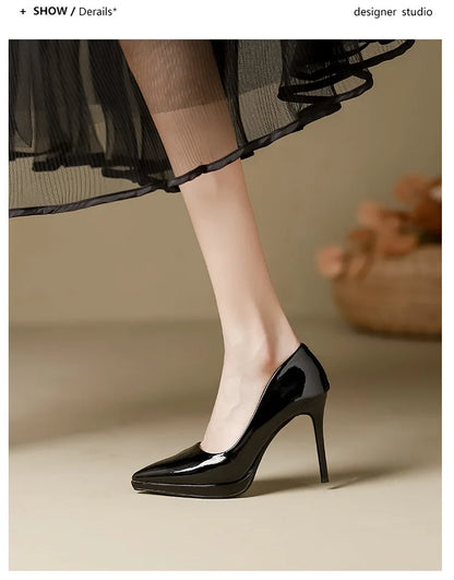 FyLuan Sexy Platform Women Heels Classic Ladies Pumps Black Professional Work Shoes Soft Leather Banquet Wedding Female Stiletto - Prolificstore