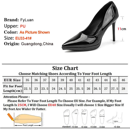 FyLuan Sexy Platform Women Heels Classic Ladies Pumps Black Professional Work Shoes Soft Leather Banquet Wedding Female Stiletto - Prolificstore