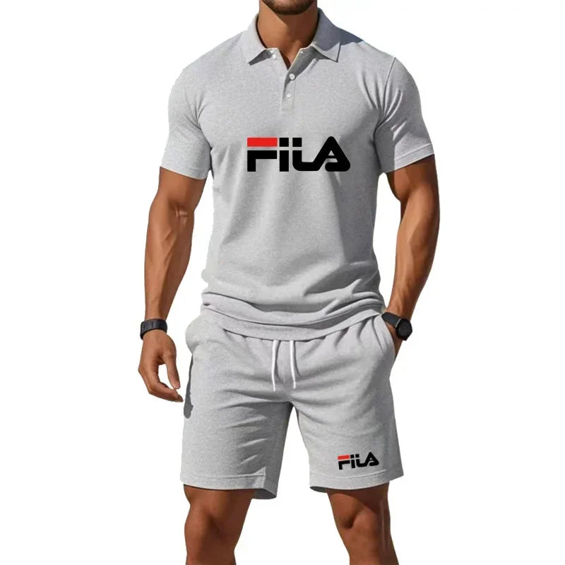 Men's Summer 2 Piece Set 2026 Mesh Breathable Polo Shirt and Jogging Shorts Fashion Fitness Basketball Tracksuit Casual Outfit - Prolificstore