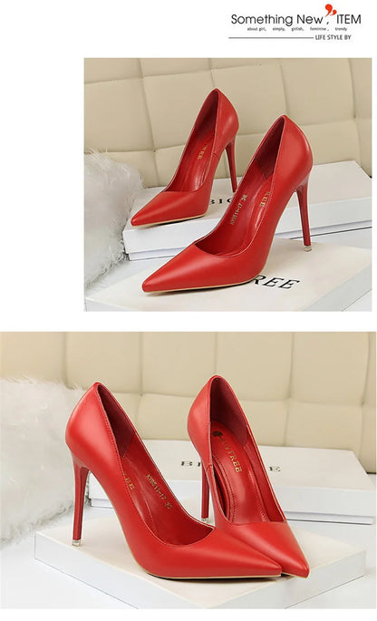 Women Korean Version Fashion Shallow Mouth Office Shoes Stiletto Party Single Shoes Female Comfort Women Heels Simple 9511-17