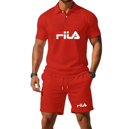 Men's Summer 2 Piece Set 2026 Mesh Breathable Polo Shirt and Jogging Shorts Fashion Fitness Basketball Tracksuit Casual Outfit - Prolificstore