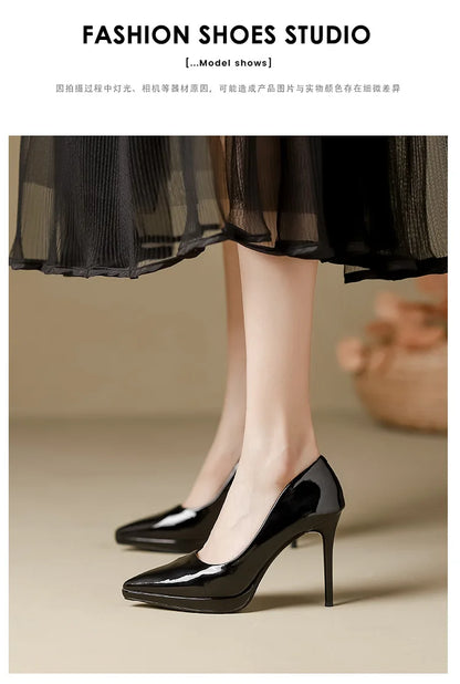 FyLuan Sexy Platform Women Heels Classic Ladies Pumps Black Professional Work Shoes Soft Leather Banquet Wedding Female Stiletto - Prolificstore