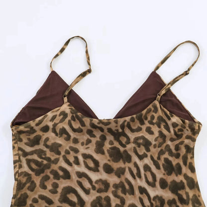 KONDALA Vintage Sexy Women Long Cami Chiffon Dress Leopard Beach Holiday Party Dress Fashion 2026 Spring Summer Elegant Dress - Prolificstore