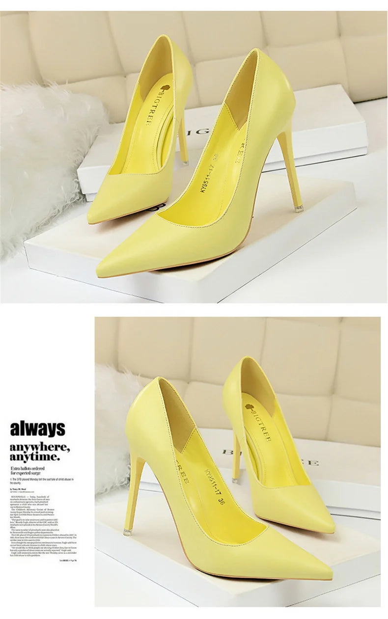 Women Korean Version Fashion Shallow Mouth Office Shoes Stiletto Party Single Shoes Female Comfort Women Heels Simple 9511-17