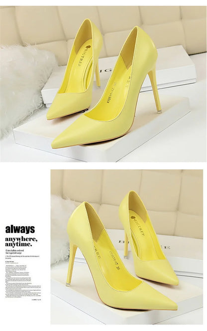 Women Korean Version Fashion Shallow Mouth Office Shoes Stiletto Party Single Shoes Female Comfort Women Heels Simple 9511-17