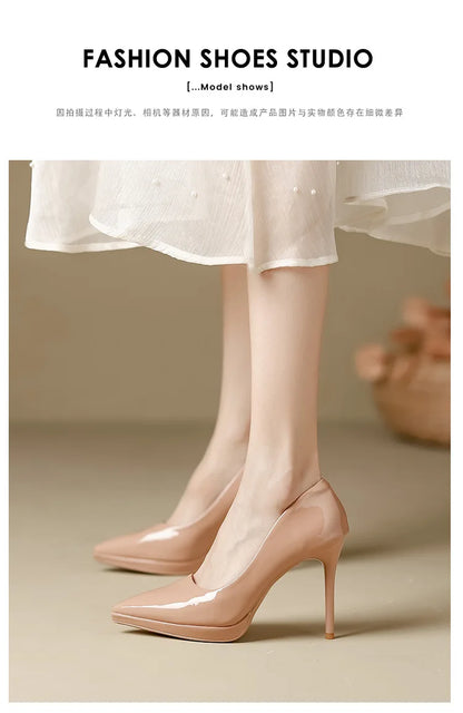 FyLuan Sexy Platform Women Heels Classic Ladies Pumps Black Professional Work Shoes Soft Leather Banquet Wedding Female Stiletto - Prolificstore