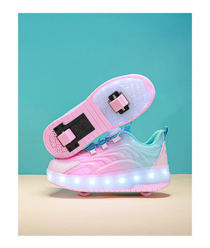 Two Wheels Children's Led Light Roller Skate Shoes For Kids Boys Girls Glowing Sports Luminous Sneakers Skateboard USB Charging - Prolificstore