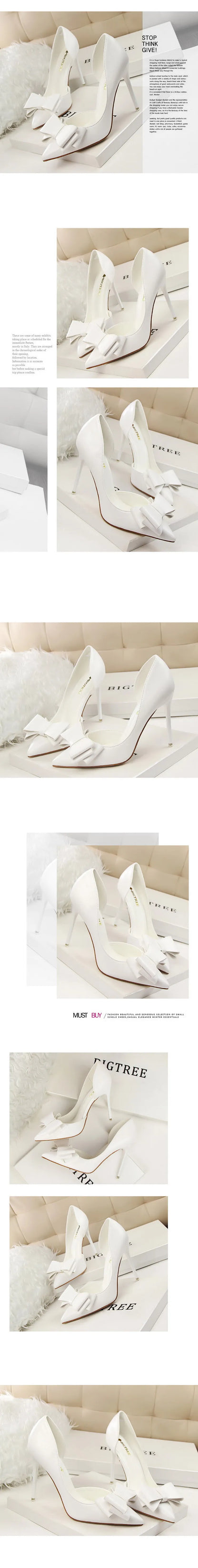 2025 High Heels 10.5cm Women's Shoes Side Hollowed Out Slim Heels Shallow Mouth Lady Pumps Butterfly-Knot Stiletto Banquet Shoes
