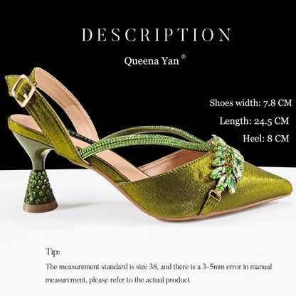 Festive Elegance:High Quality Pointed Toe Women's Sandals Fashion Design Sling backs Shoes For Wedding Party - Prolificstore