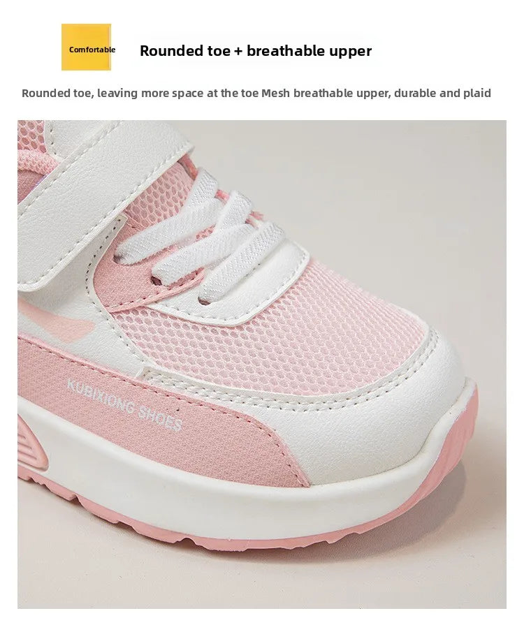 PU Leather Sport Shoes For Children 2026 Trend Fashion Kid's Sneakers Soft-soled Outdoor Boy's Girl's Running Shoes