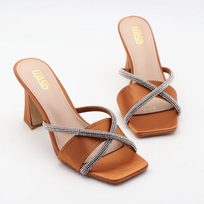 Black Red High Heel Slippers Women Open Toe Slingback Sandals Female Pumps Square Toe Summer Simple Designer Heeled Sandals - Prolificstore