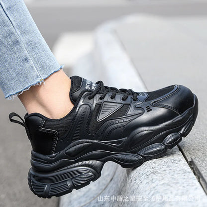 female industrial steel toe safety shoes woman breathable work shoes Lightweight Sneakers fashion spring/summer work sneakers - Prolificstore